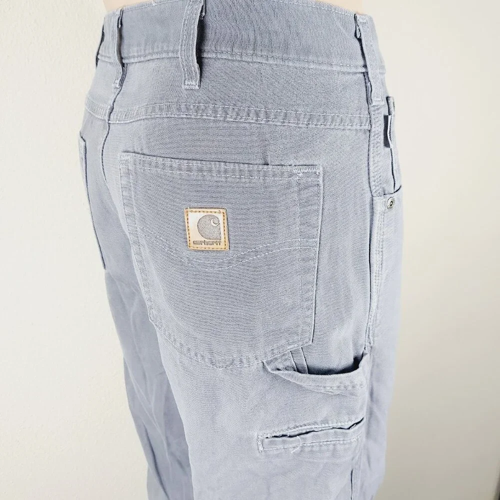 Carhartt Men's Charcoal Grey Loose Fit Canvas Carpenter Work Pants Size 32x30